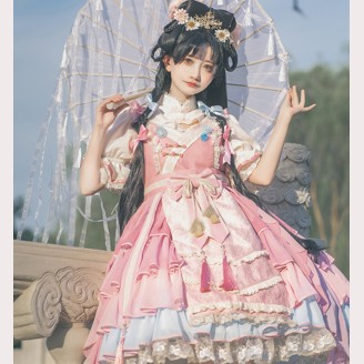 Peach Blossom Wa Lolita Style Dress JSK Outfit by Ocelot (OT22)